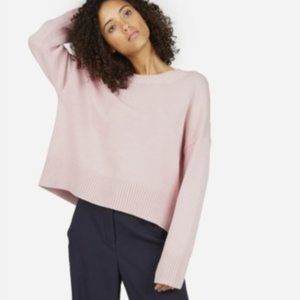 Everlane Soft Cotton Square Crew Sweater XS, Soft Pink